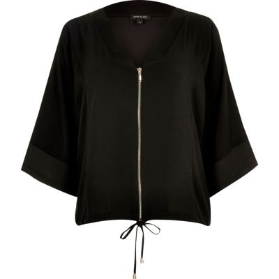 Black zip kimono shirt